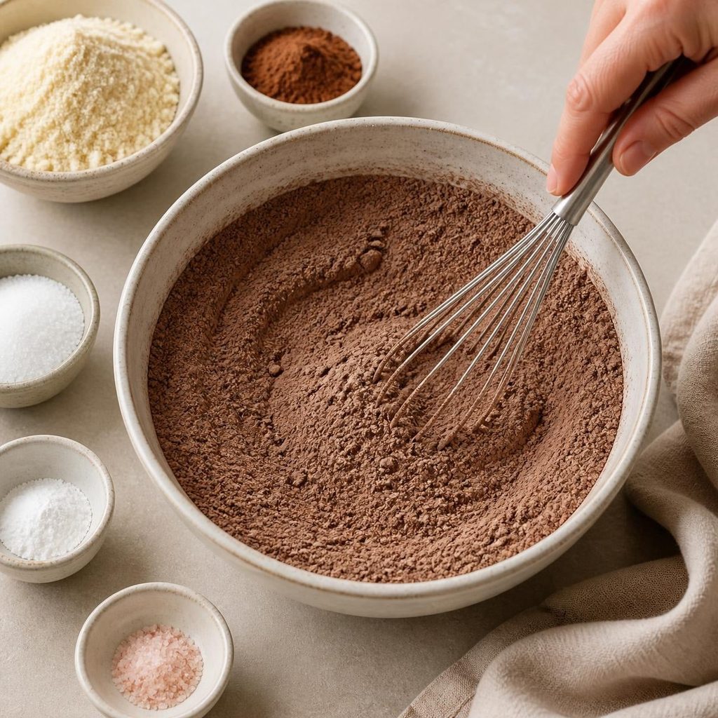 Dry ingredients for making keto brownies recipe