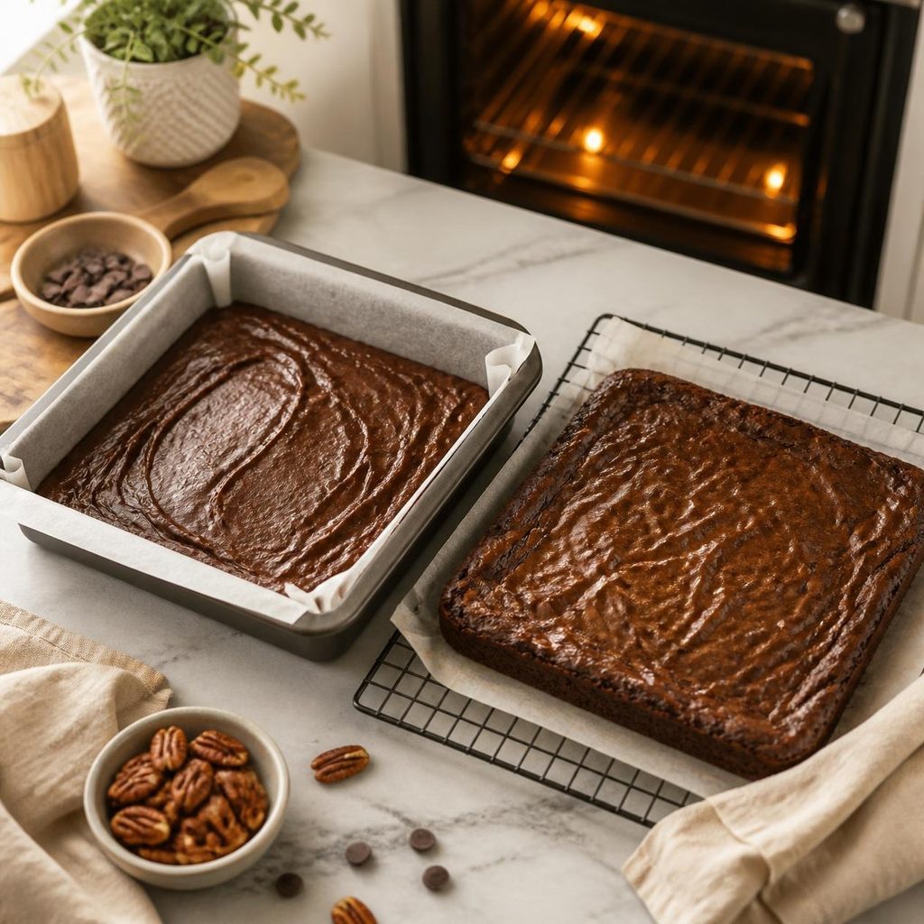 Bake the batter for making keto brownies recipe