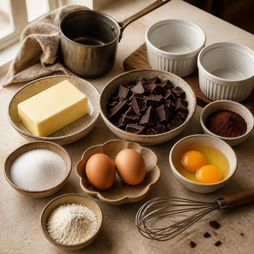 Ingredients for making Chocolate Lava Cakes Recipe