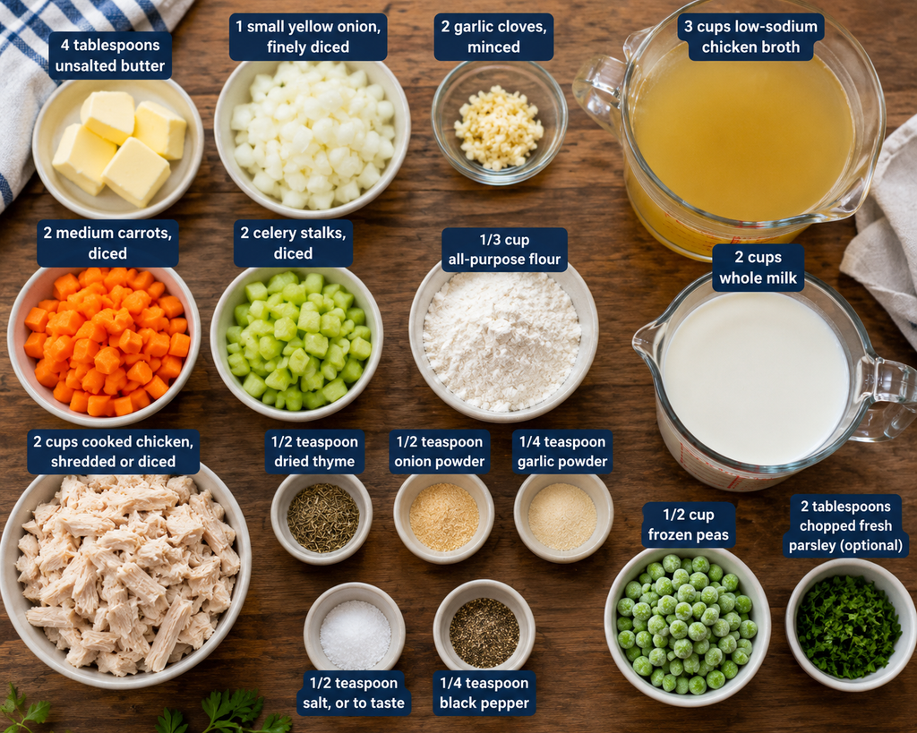 Ingredients for chicken soup