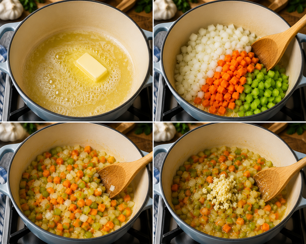 Sauté the Aromatics of making chicken soup