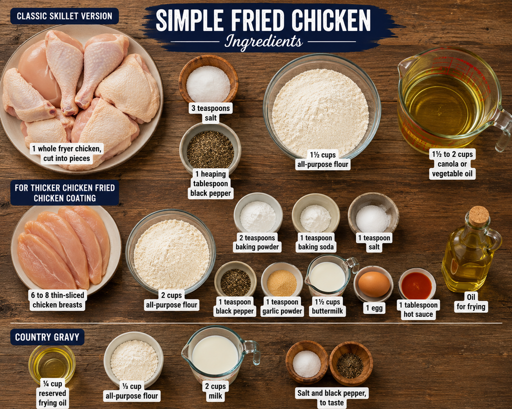 Ingredients for Simple fried chicken recipe 