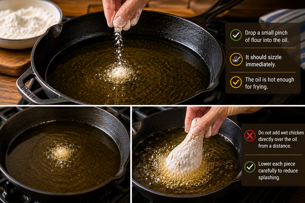 Heat the Oil for simple chicken fried recipe