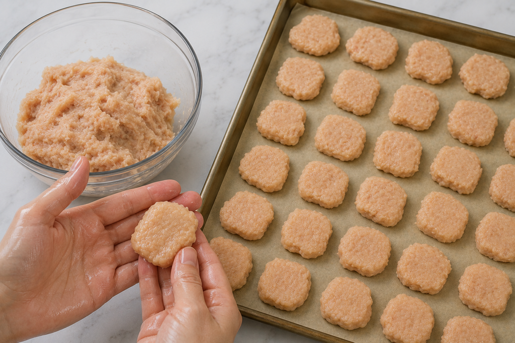 Shape the chicken Nuggets crispy
