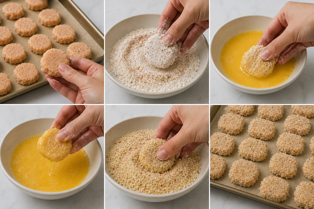 Coating the gluten free chicken nuggets