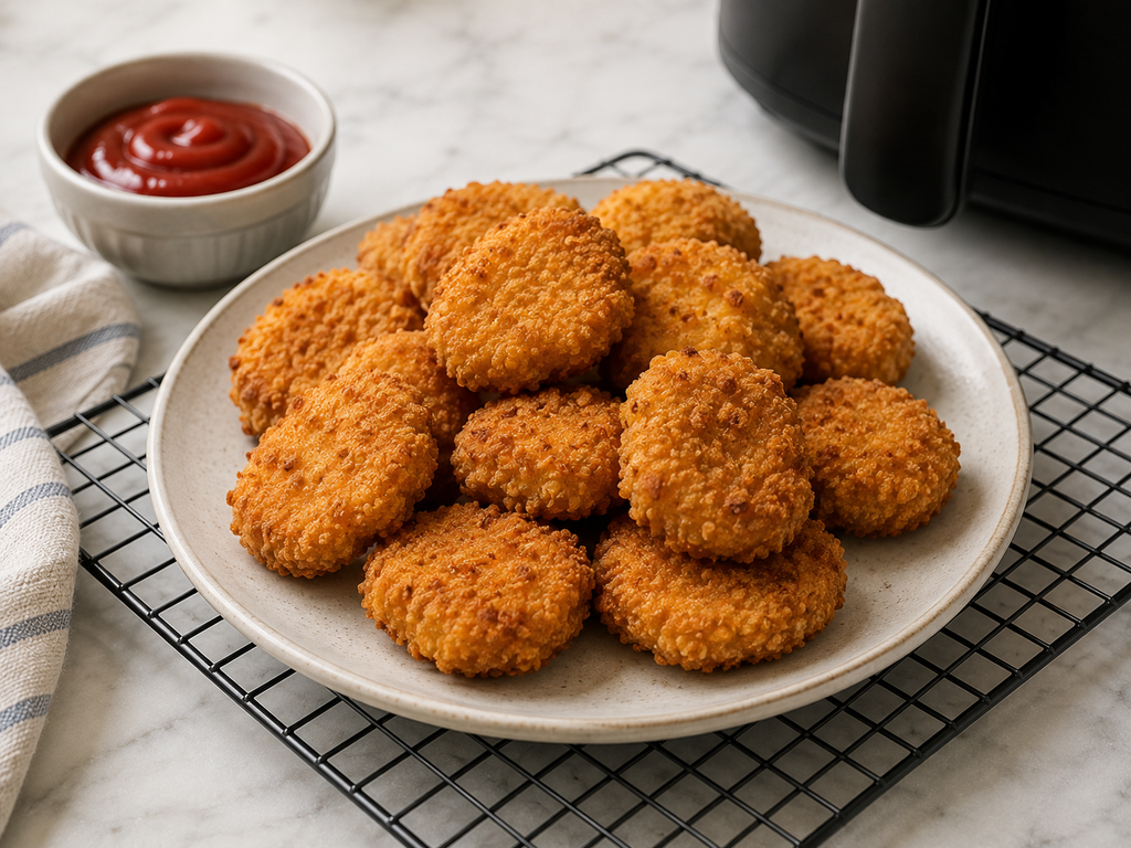 A plate full of Gluten free chicken nuggets