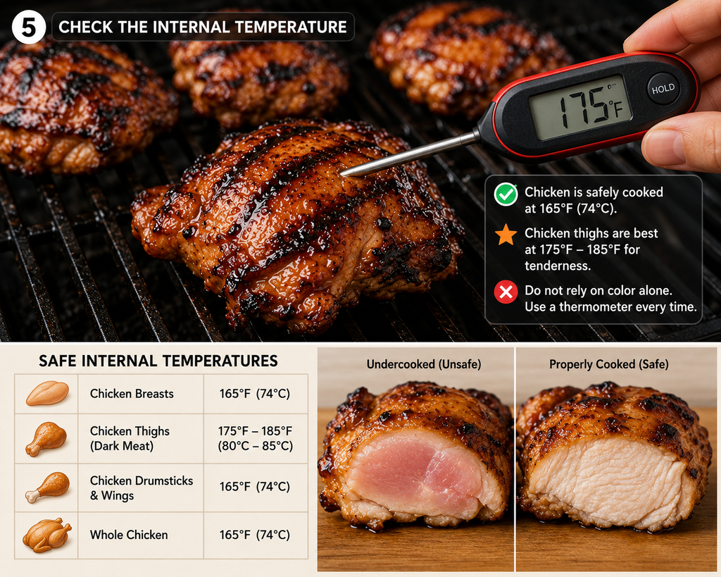 Internal temperature check for Huli Huli Chicken Recipe