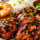 Huli Huli chicken with pineapple and boiled rice