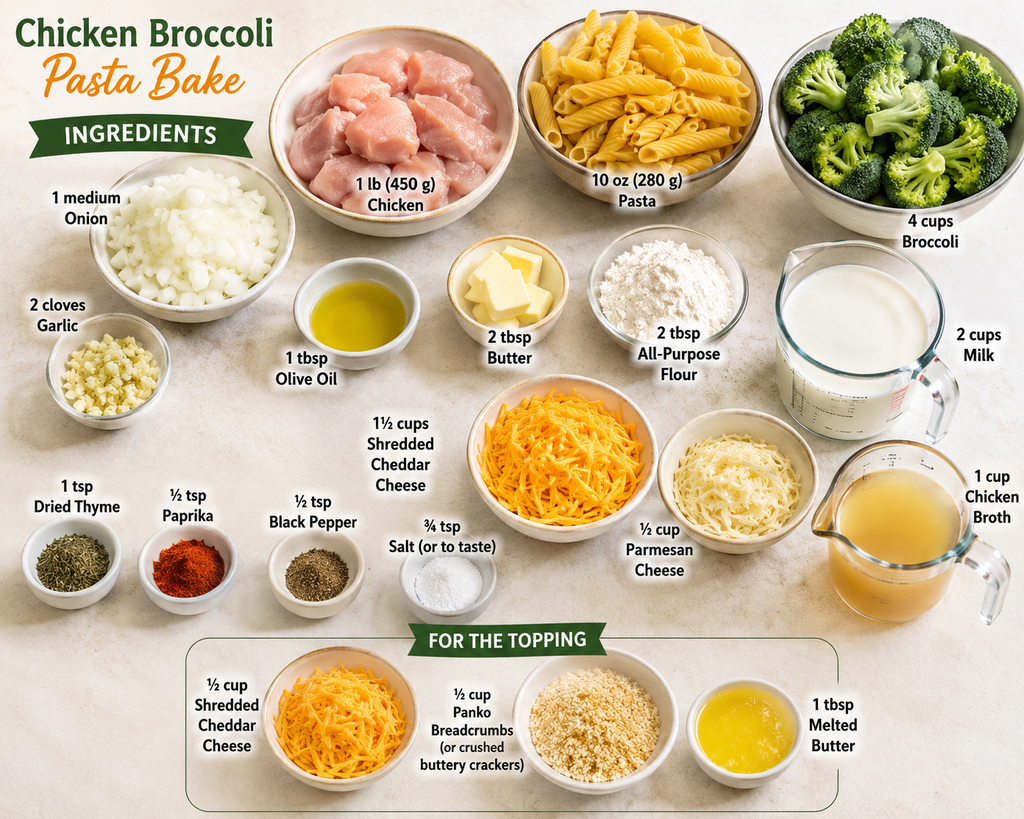 Ingredients For Chicken Broccoli Pasta Bake