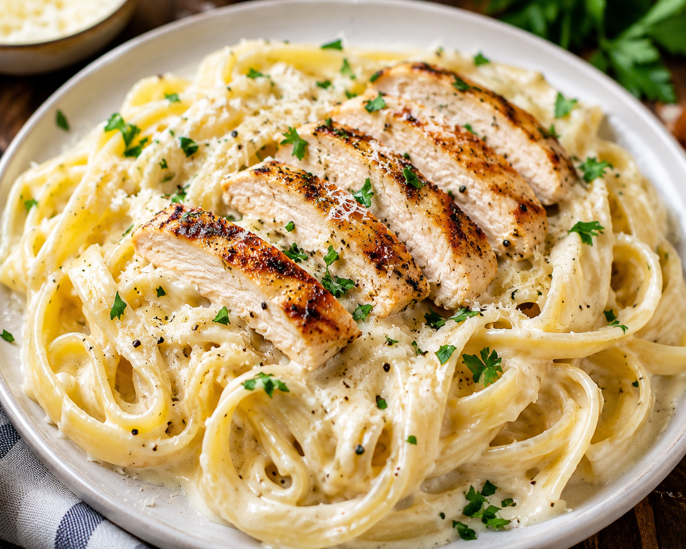 Chicken Alfredo Pasta Recipe (homemade and creamy)