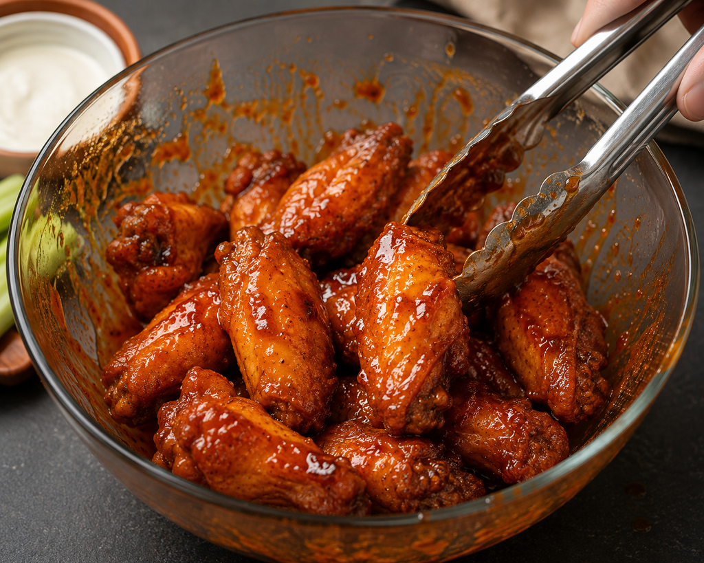 Add sauce in chicken wings