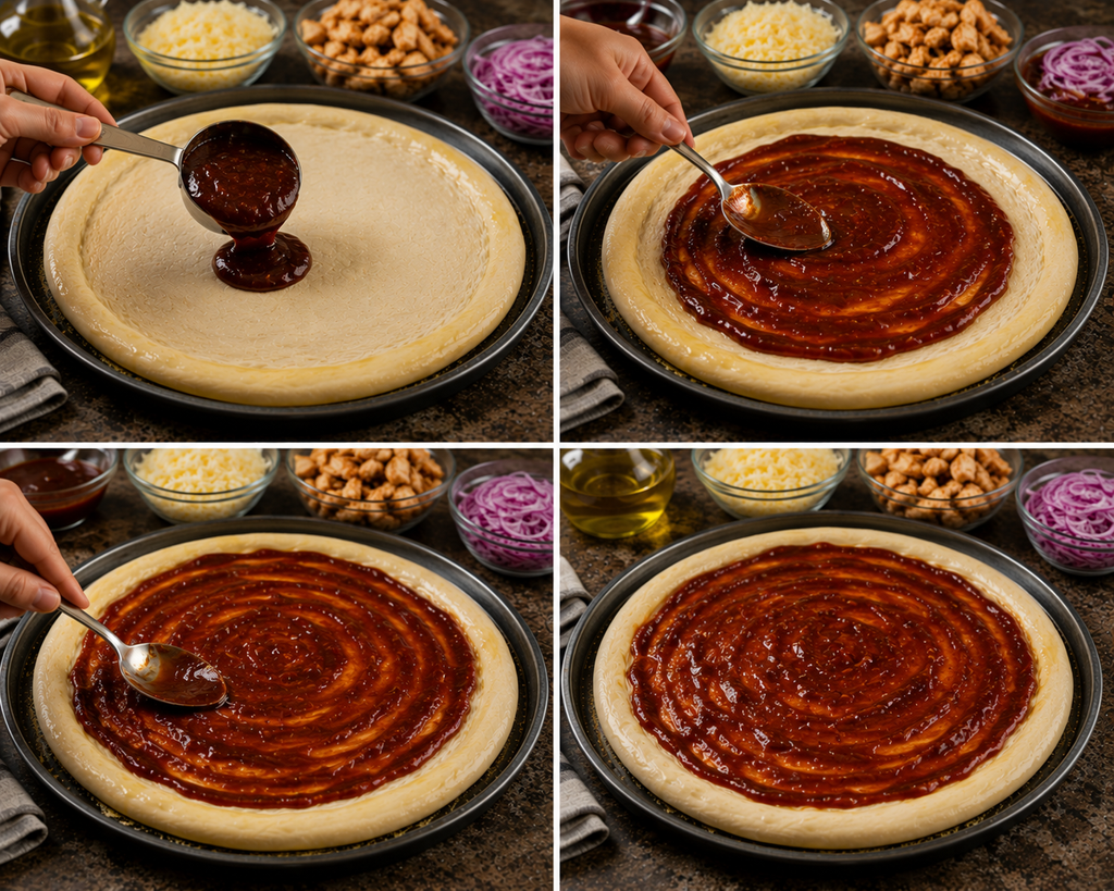 Spread the BBQ Sauce for Chicken Pizza