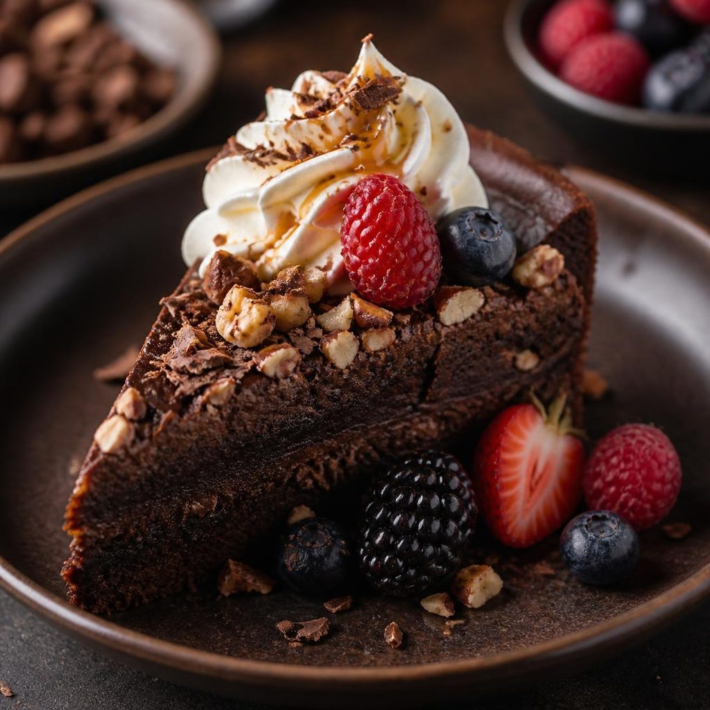 A piece of décor Chocolate dessert