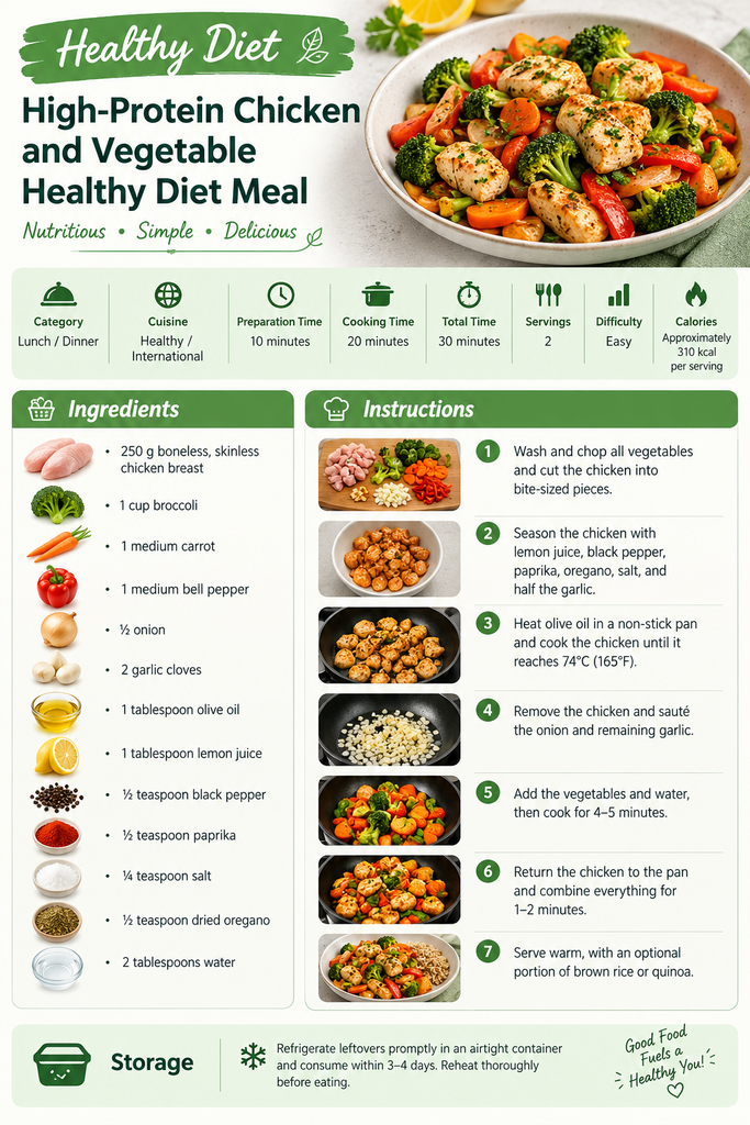 Healthy Diet Meal Recipe Card