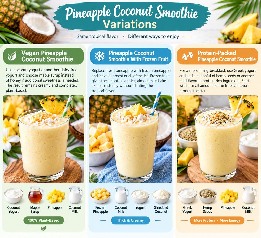 Variations for pineapple coconut smoothie
