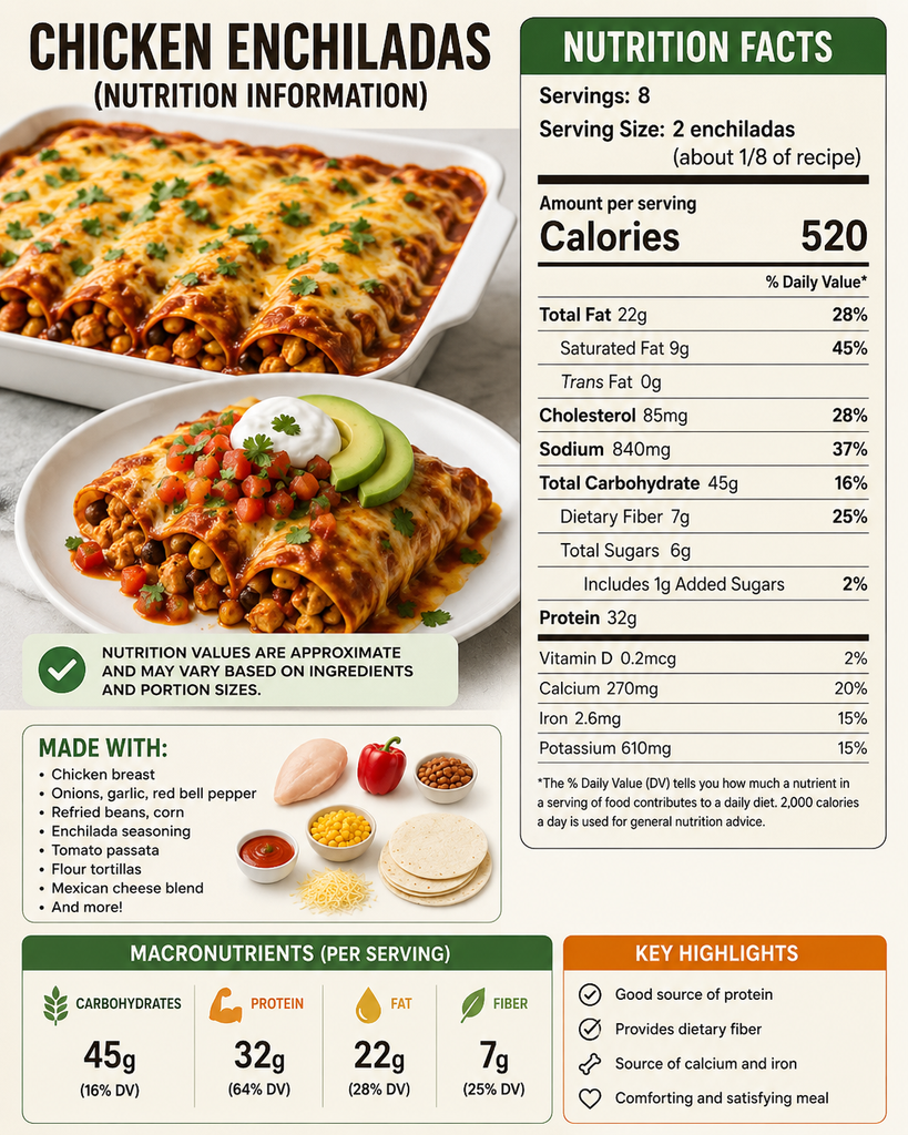 Nutrition information Chicken Enchiladas