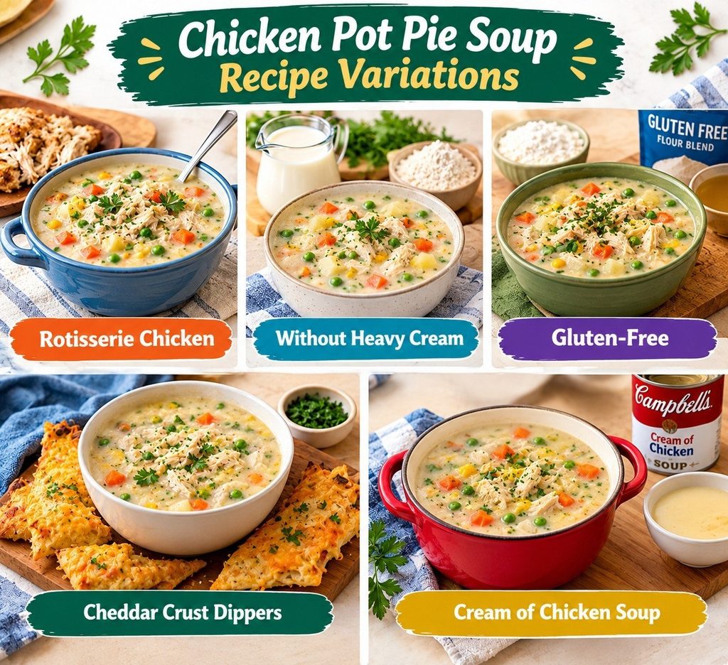 Verities of chickens pot pie soup recipes