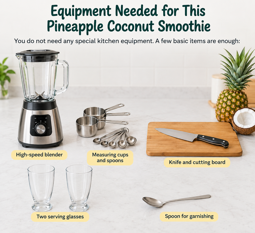 Equipment needed for making Pineapple cocnut smoothie