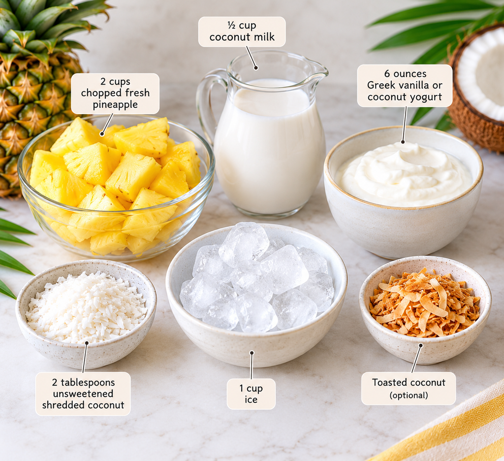Ingredients for Pineapple coconut smoothie 