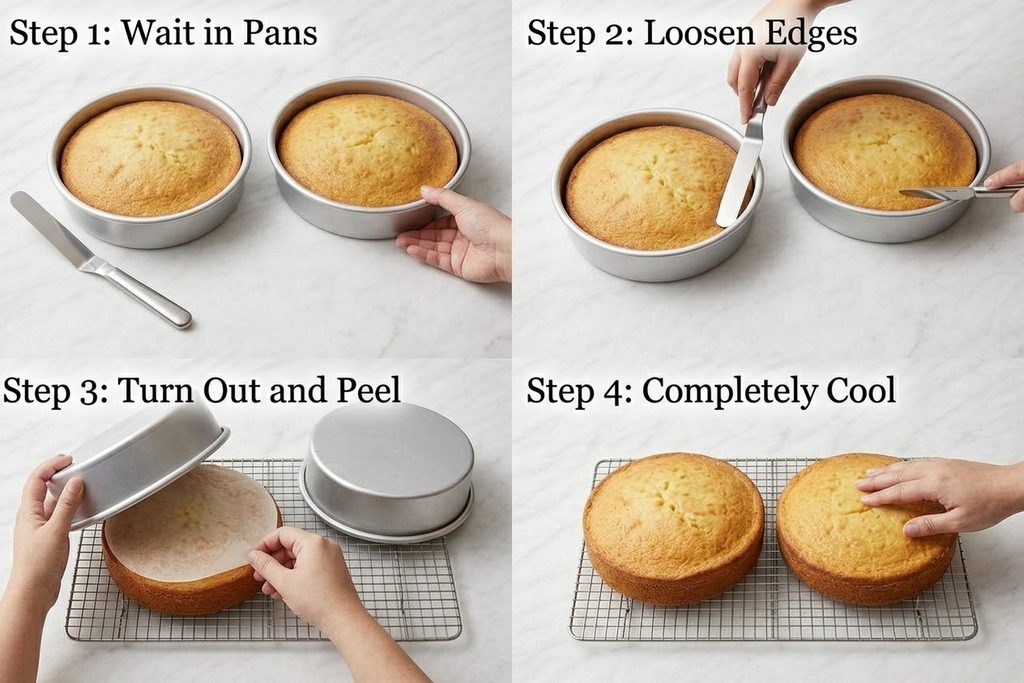 Cool the layers of best vanilla cake