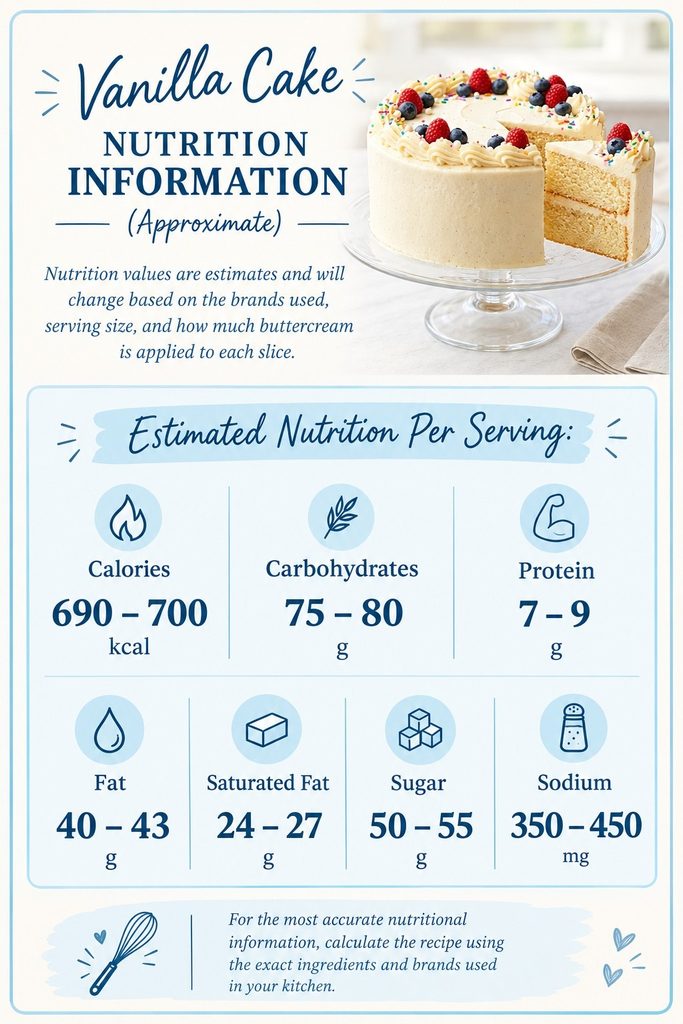 Nutrition Information For Best Vanilla Cake