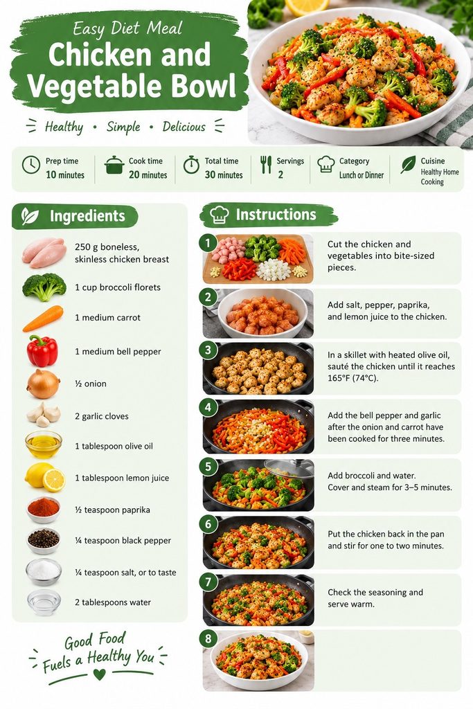 Recipe card for easy diet meal