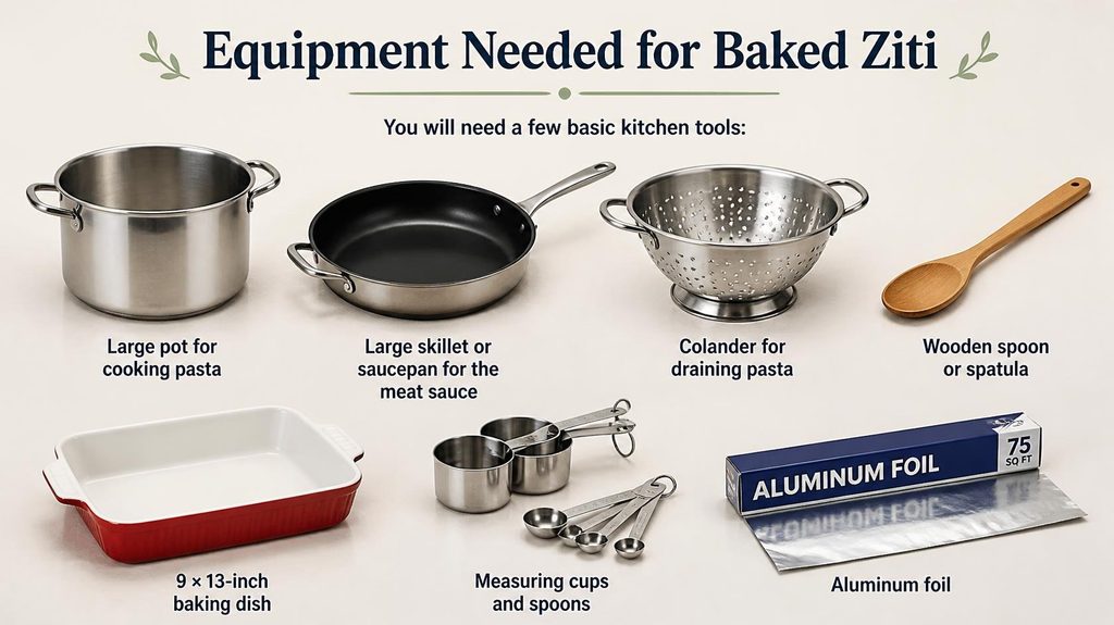 Equipment Needed for making Baked Ziti Recipe