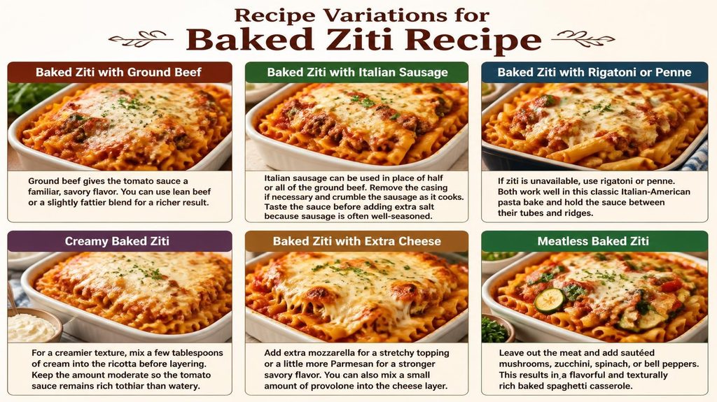 Variations of baked ziti recipes