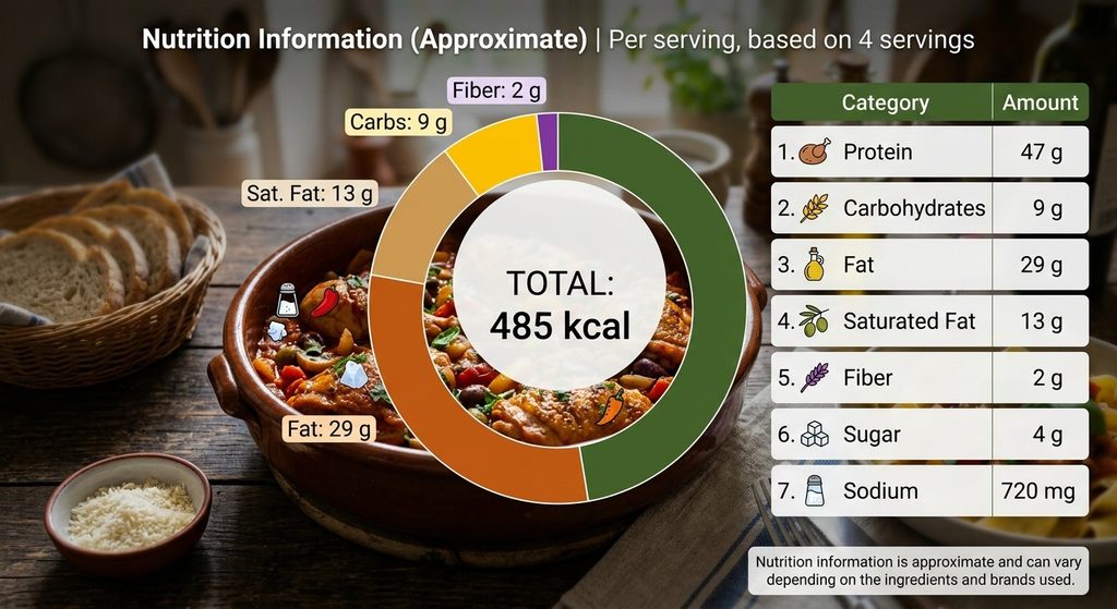 Nutrition information for Italian chicken recipe