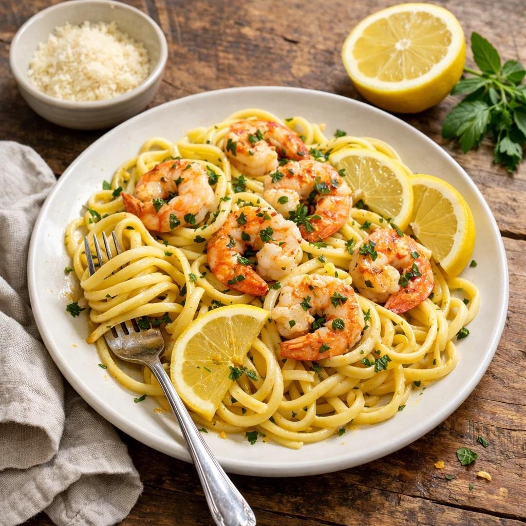 Lemon Garlic Shrimp Pasta